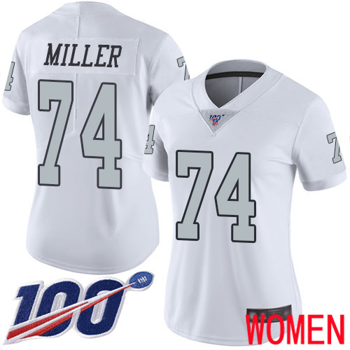 Oakland Raiders Limited White Women Kolton Miller Jersey NFL Football #74 100th Season Rush Vapor Jersey
